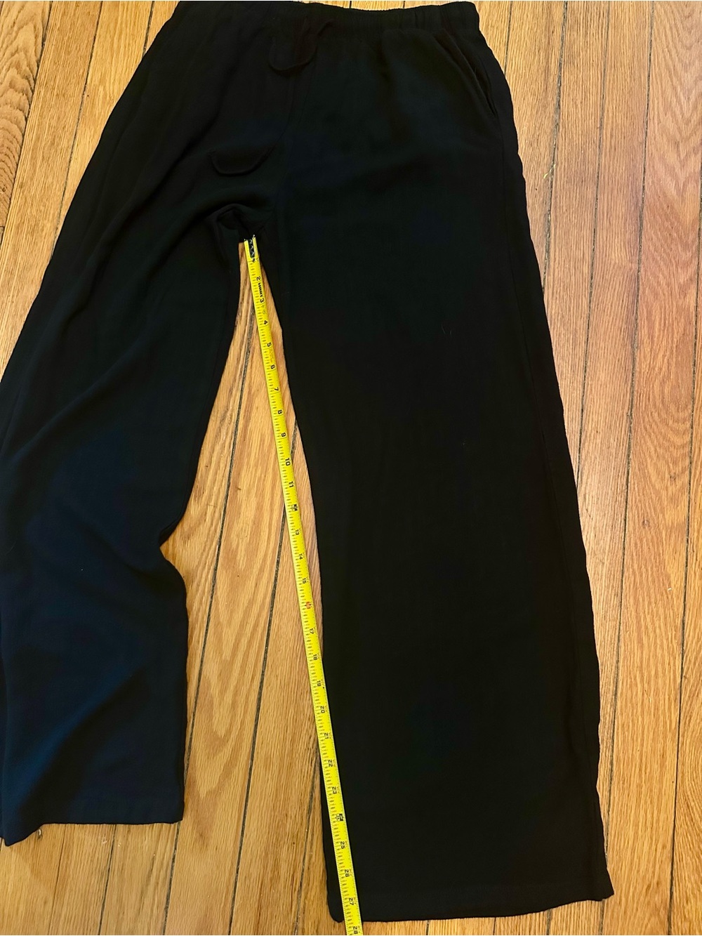 Stradivarius Black Linen Blend Tie Waist Pants Size Medium 1116 - Picture 4 of 6